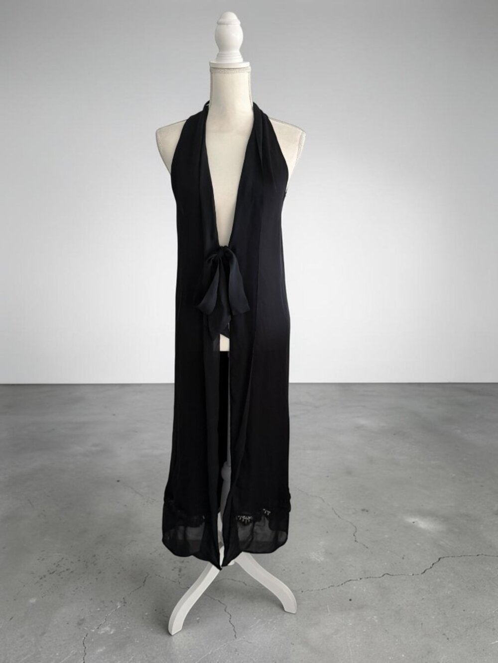HAUTE HIPPIE Black Sheer Full Length Vest Coverup Size Small NEW NWT